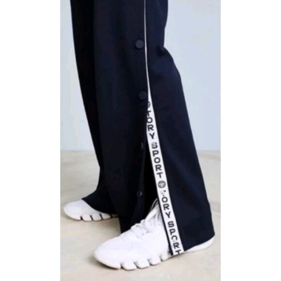 Tory Sport Track Pants size XS Navy Blue & White Snaps Athleisure Wide Leg - Picture 12 of 14